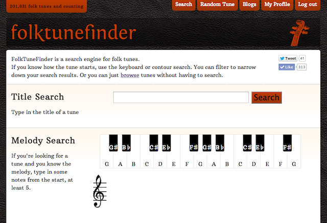 FolkTuneFinder version 4 home